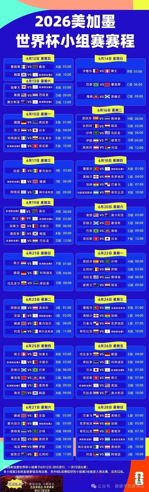 2026世界杯完整赛程最新最新时间表怎么看